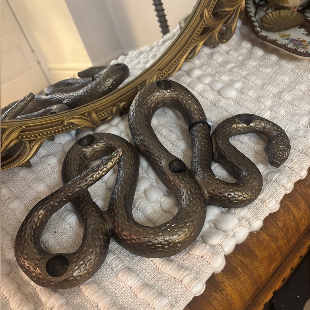 NWT West Elm Bronze Toned Snake Candle Stick Holder